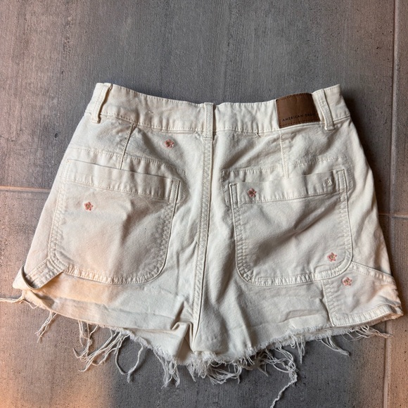 American Eagle Outfitters Cream Jean Shorts with flowers - Picture 3 of 5